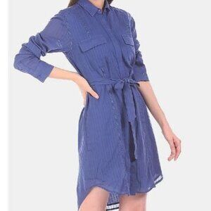 GAP Pointelle Cotton Shirt Dress with Tie Waist Size XS